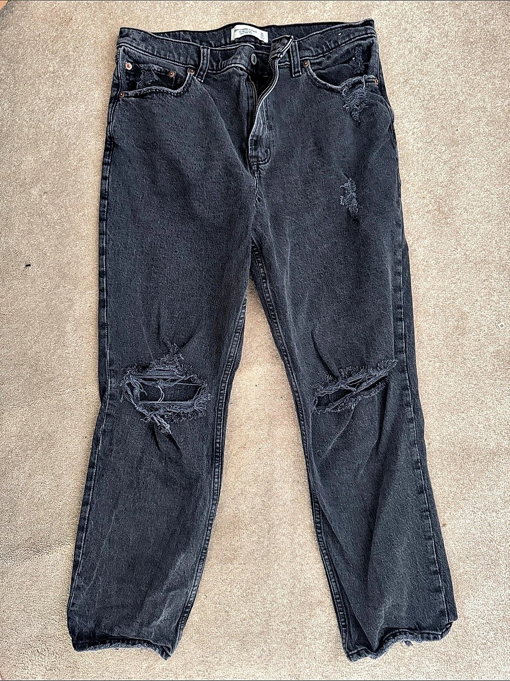 Abercrombie & Fitch The 90s Straight Ultra High Rise Jeans Waist 32 Black